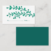 緑シンプル色の結婚座席表 プレイスカード (正面/裏面)