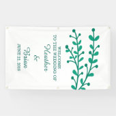 緑シンプル色の結婚葉 横断幕 (横)