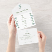 緑シンプル色 オールインワン招待状 (貼ってはがせる)