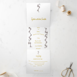 緑シンプル色 三つ折り招待状