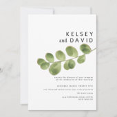 緑シンプル金ゴールドユーカリ離れス結婚ズ 招待状 (正面)