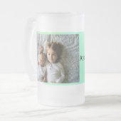 緑シンプル青水彩加色フォトカスタム文字 フロストグラスビールジョッキ (正面左)