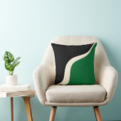 緑シンプル、クリーム、黒の波3 クッション (椅子)