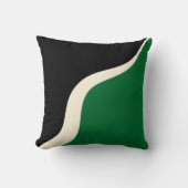 緑シンプル、クリーム、黒の波3 クッション (正面)