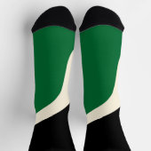 緑シンプル、クリーム、黒の波3 ソックス (上部)