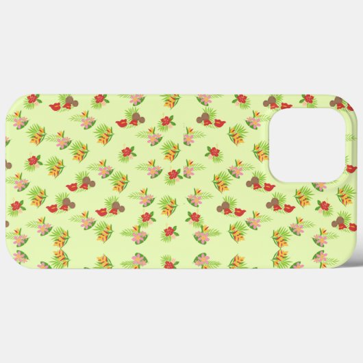 緑スタイリッシュに赤とピンクのエキゾチックな花模様 Case-Mate iPhoneケース (裏面 (横))