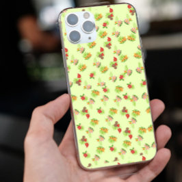 緑スタイリッシュに赤とピンクのエキゾチックな花模様 iPhone 13 PRO MAXケース