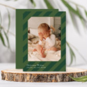 緑スタイリッシュのクリスマスストライプ写真 シーズンカード