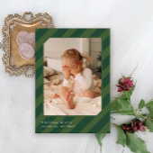 緑スタイリッシュのクリスマスストライプ写真 シーズンカード