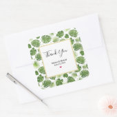 緑スタイリッシュの熱帯葉のパタ結婚ーン スクエアシール (封筒)