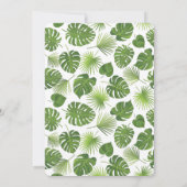 緑スタイリッシュの熱帯葉のパタ結婚ーン セーブザデート (裏面)