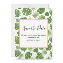 緑スタイリッシュの熱帯葉のパタ結婚ーン