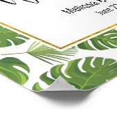 緑スタイリッシュの熱帯葉のパタ結婚ーン ポスター (角)