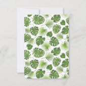 緑スタイリッシュの熱帯葉のパタ結婚ーン 出欠カード (裏面)