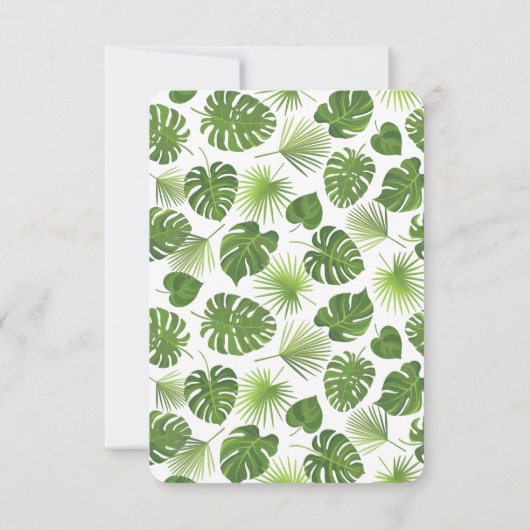 緑スタイリッシュの熱帯葉のパタ結婚ーン 出欠カード (裏面)