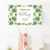 緑スタイリッシュの熱帯葉のパタ結婚ーン 横断幕 (インサイチュ)