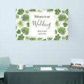 緑スタイリッシュの熱帯葉のパタ結婚ーン 横断幕 (トレードショー)