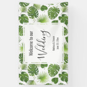 緑スタイリッシュの熱帯葉のパタ結婚ーン 横断幕 (縦)