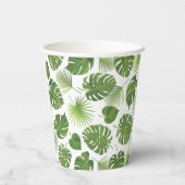 緑スタイリッシュの熱帯葉のパタ結婚ーン 紙コップ (裏面)