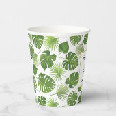 緑スタイリッシュの熱帯葉のパタ結婚ーン 紙コップ (右)