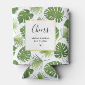 緑スタイリッシュの熱帯葉のパタ結婚ーン 缶クーラー (裏面)