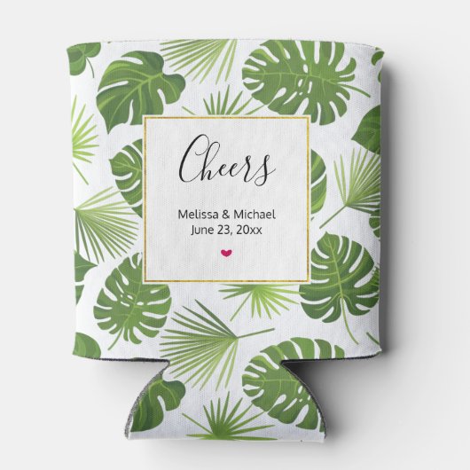 緑スタイリッシュの熱帯葉のパタ結婚ーン 缶クーラー (裏面)