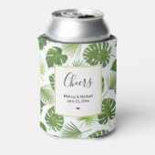 緑スタイリッシュの熱帯葉のパタ結婚ーン 缶クーラー (缶裏面)
