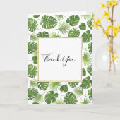 緑スタイリッシュの熱帯葉パターン カード (黄色い花)