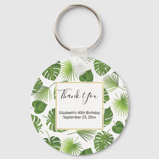 緑スタイリッシュの熱帯葉パターン キーホルダー (正面)