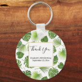 緑スタイリッシュの熱帯葉パターン キーホルダー (正面)