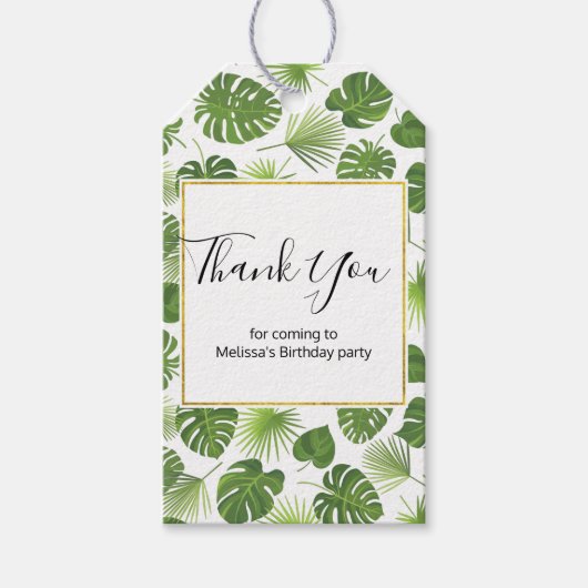 緑スタイリッシュの熱帯葉パターン ギフトタグ (正面)