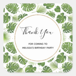 緑スタイリッシュの熱帯葉パターン スクエアシール