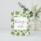 緑スタイリッシュの熱帯葉パターン ポストカード (スタンド正面)