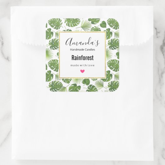 緑スタイリッシュの熱帯葉型キャンドル スクエアシール (バッグ)