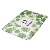 緑スタイリッシュの熱帯葉模様モノグラム バスマット (アングル)