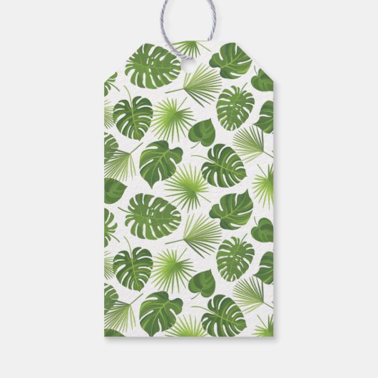緑スタイリッシュの熱帯葉模様 ギフトタグ (裏面)