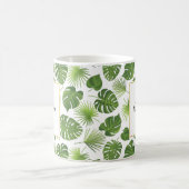 緑スタイリッシュの熱帯葉模様 コーヒーマグカップ (中央)