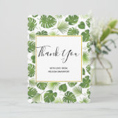 緑スタイリッシュの熱帯葉模様 サンキューカード (スタンド正面)