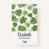 緑スタイリッシュの熱帯葉模様 バッジ (正面)