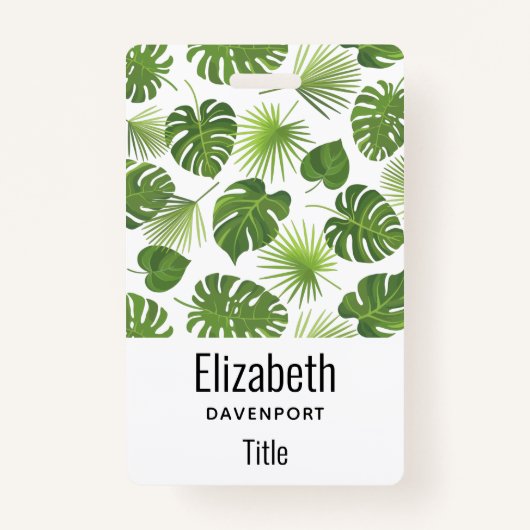 緑スタイリッシュの熱帯葉模様 バッジ (裏面)