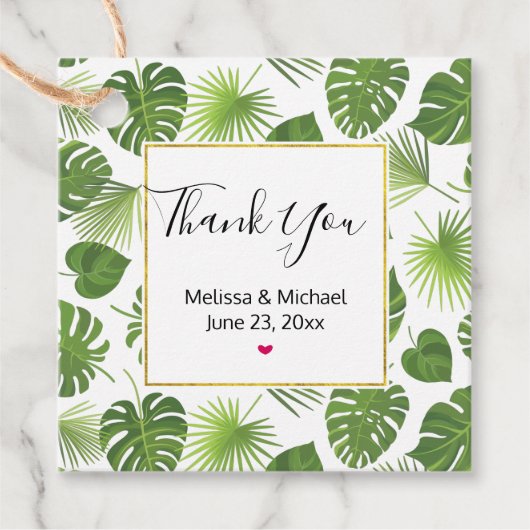 緑スタイリッシュの熱帯葉模様 フェイバータグ (正面)