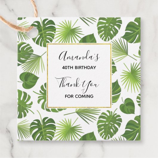 緑スタイリッシュの熱帯葉模様 フェイバータグ (正面)