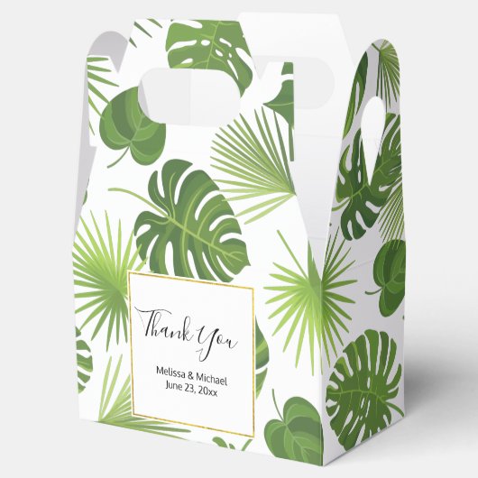 緑スタイリッシュの熱帯葉模様 フェイバーボックス (オープン)