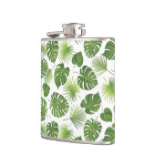 緑スタイリッシュの熱帯葉模様 フラスク (左)
