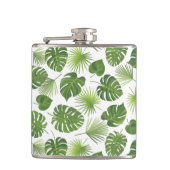 緑スタイリッシュの熱帯葉模様 フラスク (正面)