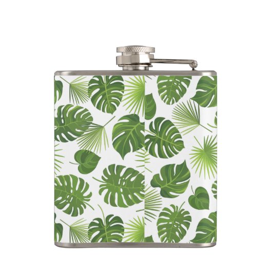 緑スタイリッシュの熱帯葉模様 フラスク (裏面)