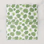 緑スタイリッシュの熱帯葉模様 プレイスカード (外部開封)