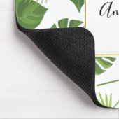 緑スタイリッシュの熱帯葉模様 マウスパッド (コーナー)