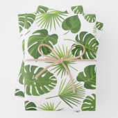 緑スタイリッシュの熱帯葉模様 ラッピングペーパーシート (インサイチュ)