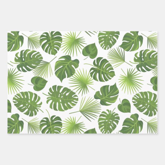 緑スタイリッシュの熱帯葉模様 ラッピングペーパーシート (正面)